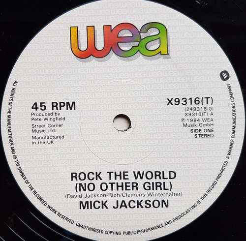 Cover Mick Jackson - Rock The World (No Other Girl) (12) Schallplatten Ankauf