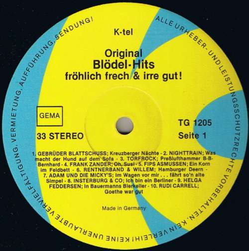 Various Original Blodel Hits Frohlich Frech Irre Gut Lp