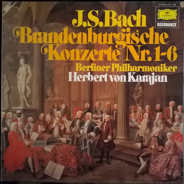 Cover J.S. Bach*  - Berliner Philharmoniker, Herbert von Karajan - Brandenburgische Konzerte Nr.1-6 (2xLP, RE, Gat) Schallplatten Ankauf