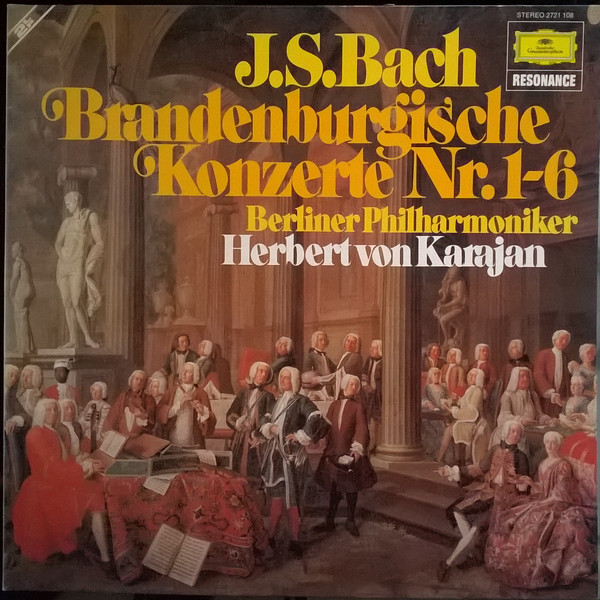 Cover J.S. Bach* - Berliner Philharmoniker, Herbert von Karajan - Brandenburgische Konzerte Nr.1-6 (2xLP, RE, Gat) Schallplatten Ankauf