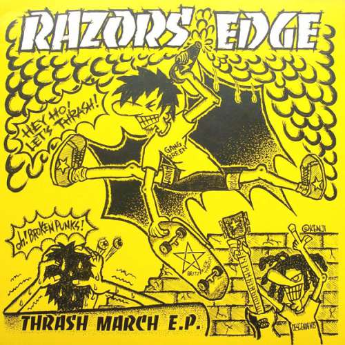 Cover Razors Edge (2) - Thrash March E.P. (7, EP, RE, Yel) Schallplatten Ankauf