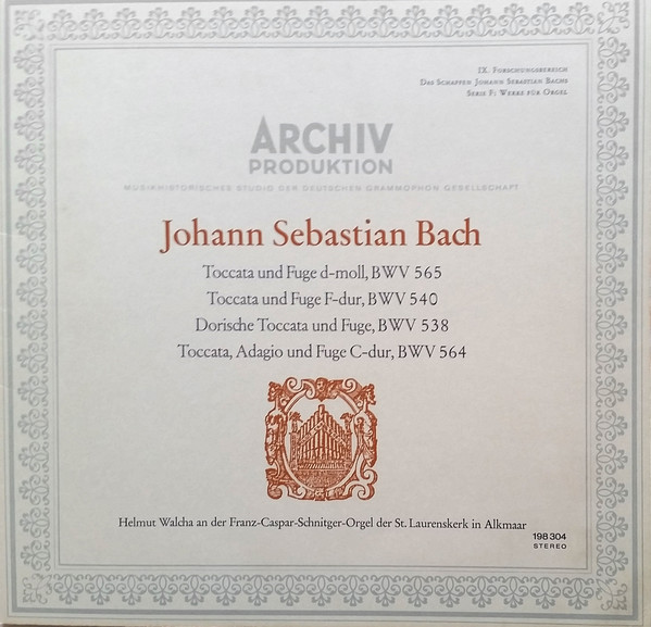 Cover Johann Sebastian Bach, Helmut Walcha - Toccaten Und Fugen BWV 565, 540, 538,564 (LP, Album, RP) Schallplatten Ankauf