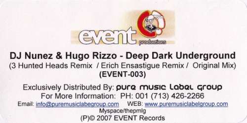 Cover DJ Nunez & Hugo Rizzo - Deep Dark Underground (12) Schallplatten Ankauf