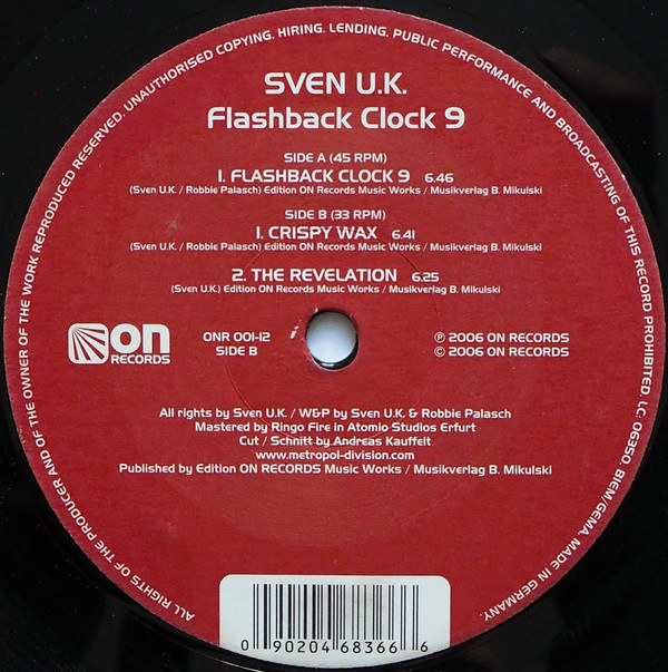 Cover Sven U.K. - Flashback Clock 9 (12, EP) Schallplatten Ankauf