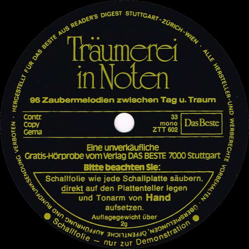 Cover Unknown Artist - Träumerei In Noten (Flexi, 6, S/Sided, Comp, Mono, Mixed, Promo, S/Ed) Schallplatten Ankauf