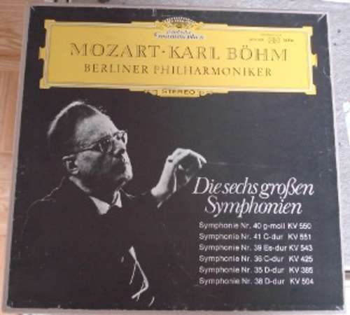 Cover Mozart* - Karl Böhm / Berliner Philharmoniker - Die Sechs Großen Symphonien (3xLP, Comp + Box) Schallplatten Ankauf