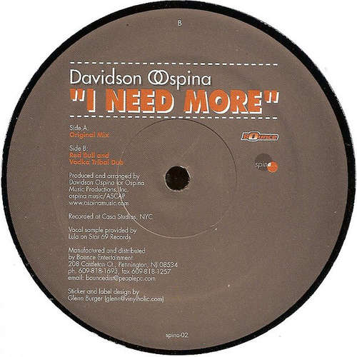 Cover Davidson Ospina - I Need More (12) Schallplatten Ankauf