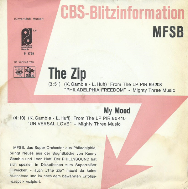 Cover MFSB - The Zip (7, Single, Promo) Schallplatten Ankauf