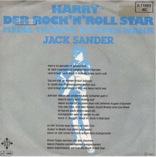 Bild Jack Sander - Harry-Der Rock'n' Roll Star / Meine Träume werden wahr (7, Single) Schallplatten Ankauf