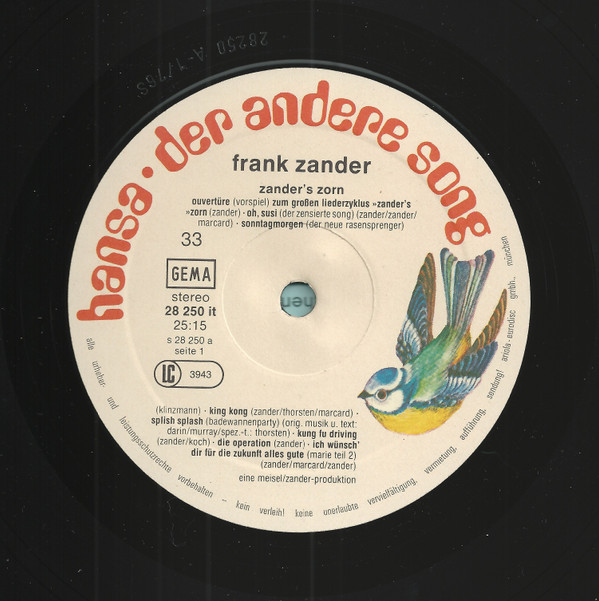 Bild Frank Zander - Zander's Zorn (LP, Album, Gat) Schallplatten Ankauf