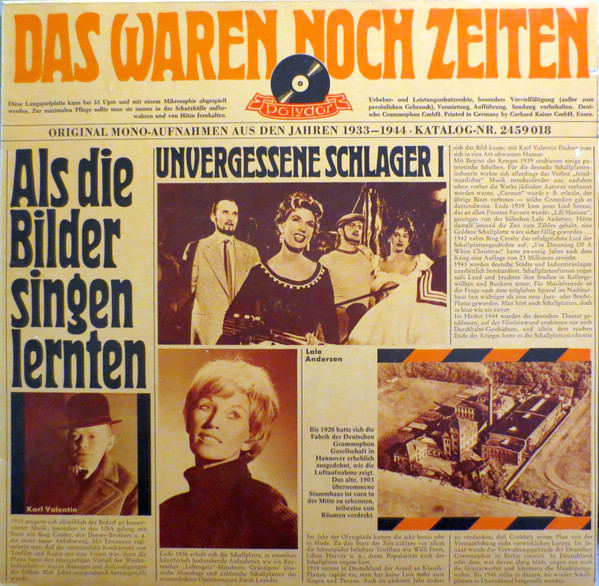 Cover Various - Das Waren Noch Zeiten - Unvergessene Schlager, Folge 1 (LP, Comp) Schallplatten Ankauf