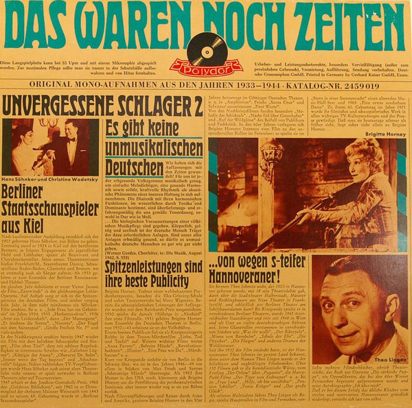 Cover Various - Das Waren Noch Zeiten - Unvergessene Schlager, Folge 2 (LP, Comp) Schallplatten Ankauf