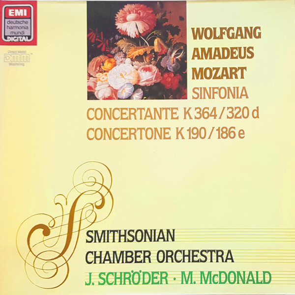 Cover Wolfgang Amadeus Mozart, Smithsonian Chamber Orchestra, Jaap Schröder, Marilyn McDonald - Sinfonia Concertante/Concertone (LP) Schallplatten Ankauf