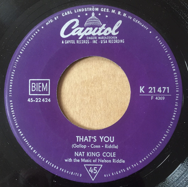 Bild Nat King Cole - That's You / It's Better To Have Loved And Lost (7, Single) Schallplatten Ankauf