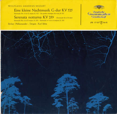 Cover Wolfgang Amadeus Mozart - Berliner Philharmoniker, Karl Böhm - Eine Kleine Nachtmusik G-dur KV 525 / Serenata Notturna KV 239 (10, Mono) Schallplatten Ankauf
