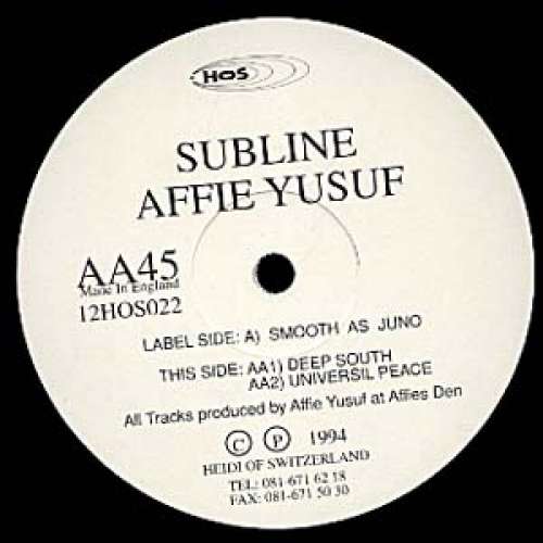 Cover Affie Yusuf - Subline (12) Schallplatten Ankauf