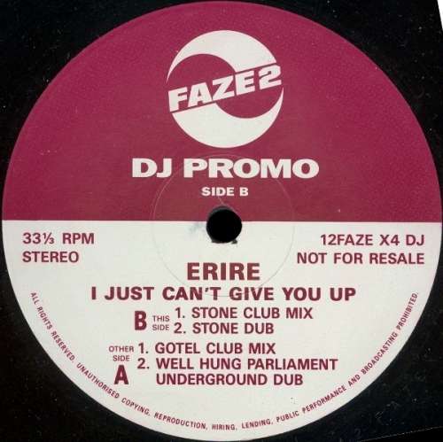 Cover Erire - I Just Can't Give You Up (12, Promo) Schallplatten Ankauf