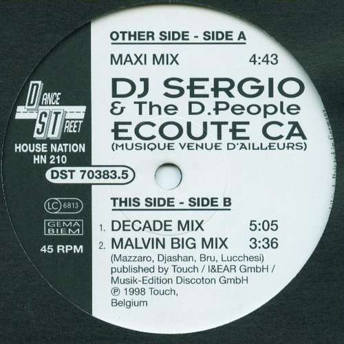 Cover DJ Sergio & D.People* - Ecoute Ça (Musique Venue D'Ailleurs) (12) Schallplatten Ankauf