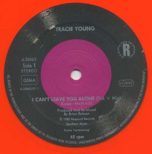 Cover Tracie Young - I Can't Leave You Alone (12, Maxi, Tra) Schallplatten Ankauf