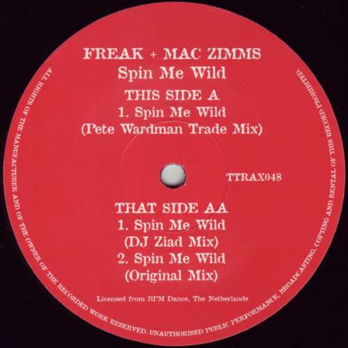 Cover The Freak & Mac Zimms - Spin Me Wild (12) Schallplatten Ankauf