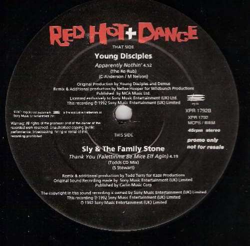 Cover Young Disciples / Sly & The Family Stone - Red Hot + Dance (12, Promo, Smplr) Schallplatten Ankauf