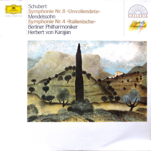 Cover Schubert* / Mendelssohn* - Berliner Philharmoniker, Herbert von Karajan - Symphonie Nr. 8 »Unvollendete« · Symphonie Nr. 4 »Italienische« (LP, Comp, RE, RM) Schallplatten Ankauf