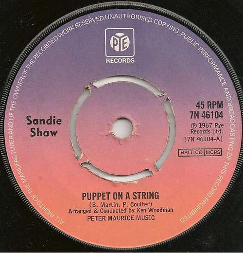 Cover Sandie Shaw - Puppet On A String (7, Single, Kno) Schallplatten Ankauf