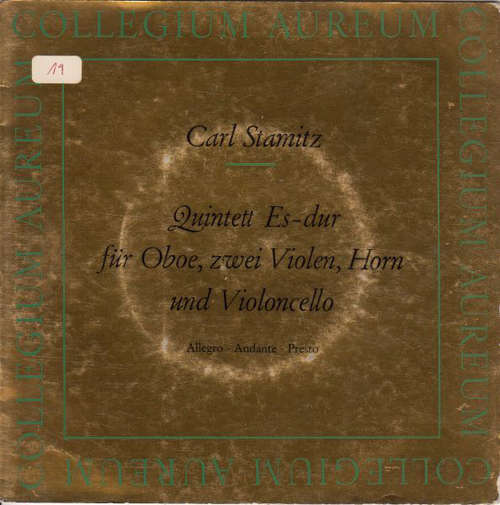 Cover Carl Stamitz, Collegium Aureum - Quintett Es-dur Für Oboe, Zwei Violen, Horn Und Violoncello (7, Mono, S/Edition) Schallplatten Ankauf