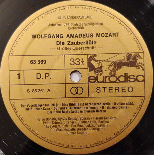 Bild Wolfgang Amadeus Mozart - Die Zauberflöte (Grosser Querschnitt) (LP, Club, S/Edition) Schallplatten Ankauf