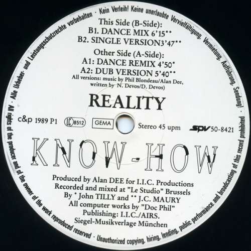 Cover Know-How - Reality (12) Schallplatten Ankauf