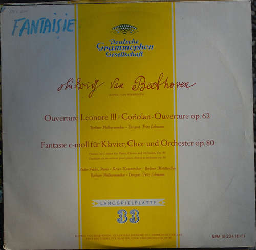 Cover Ludwig van Beethoven - Ouverture Leonore III - Coriolan - Ouverture Op.62 / Fantasie C-moll Für Klavier, Chor Und Orchester Op.80 (LP, Mono) Schallplatten Ankauf