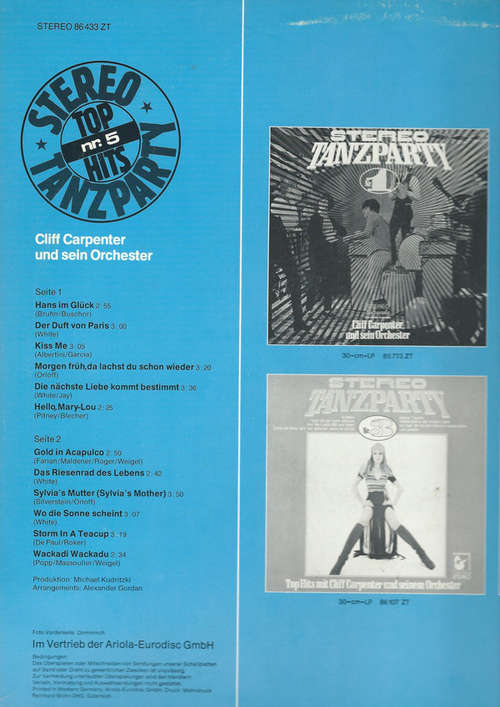 Cover Cliff Carpenter Und Sein Orchester - Hello Mary-Lou (LP, Album) Schallplatten Ankauf