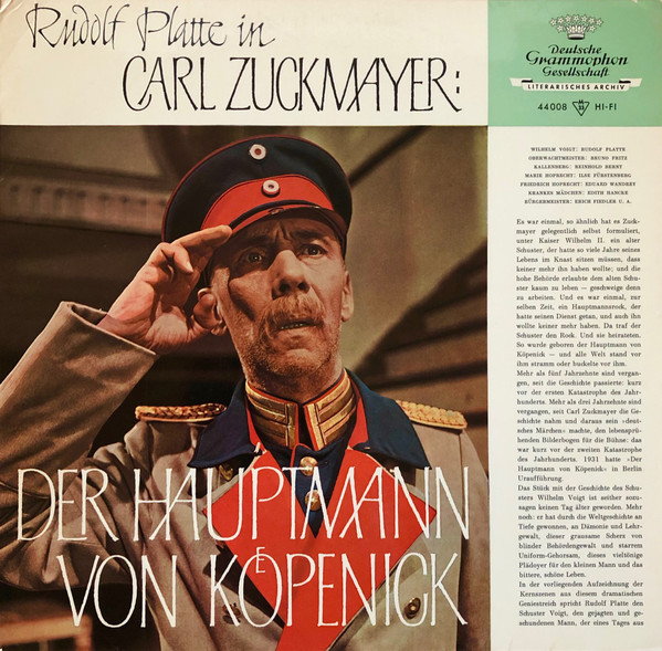 Cover Rudolf Platte - Rudolf Platte in Carl Zuckmayer: Der Hauptmann von Koepenick (LP) Schallplatten Ankauf
