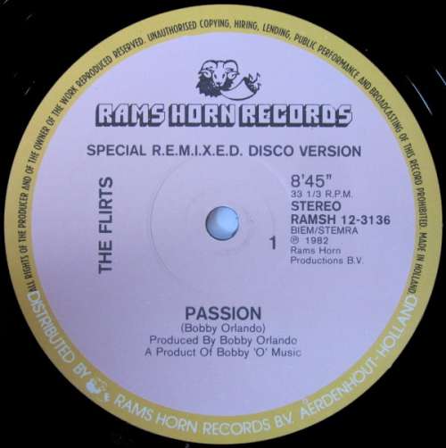 Cover The Flirts - Passion (Special R.E.M.I.X.E.D. Disco Version) (12) Schallplatten Ankauf
