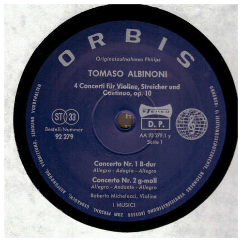 Bild Albinoni* / I Musici - 4 Concerti Für Violine, Streicher Und Continuo, Op.10 (LP) Schallplatten Ankauf