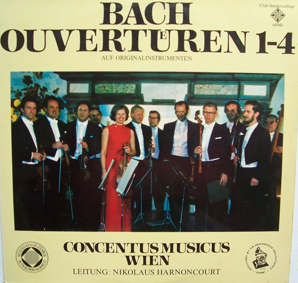 Cover J. S. Bach* - Concentus Musicus Wien, Nikolaus Harnoncourt - Ouvertueren 1-4 (Auf Originalinstrumenten) (2xLP, Comp, Club, Gat) Schallplatten Ankauf