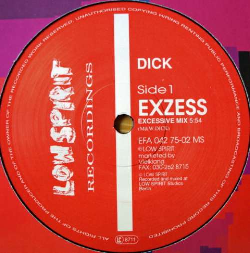 Cover Dick* - Exzess (12) Schallplatten Ankauf