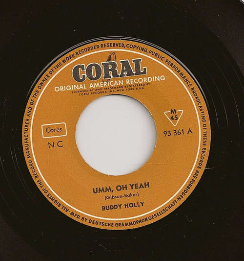 Cover Buddy Holly - Umm, Oh Yeah / That Makes It Tough (7, Single) Schallplatten Ankauf