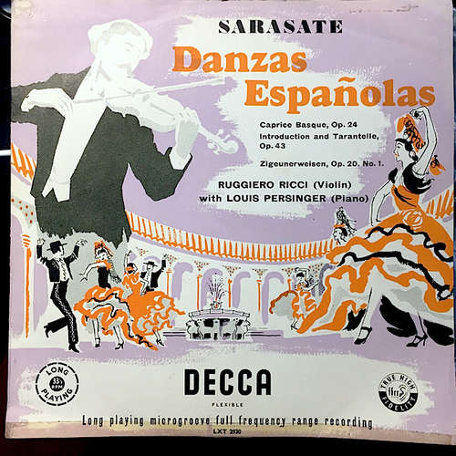 Cover Sarasate* - Ruggiero Ricci, Louis Persinger - Danzas Españolas (LP, Mono) Schallplatten Ankauf