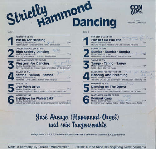 Bild Jose Arenzo Und Sein Tanzensemble* - Strictly Hammond Dancing (LP) Schallplatten Ankauf
