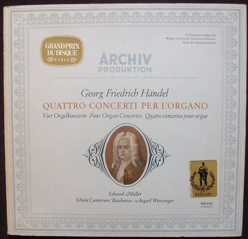 Cover Georg Friedrich Händel - Eduard Müller, Schola Cantorum Basiliensis, August Wenzinger - Quattro Concerti Per L'organo (LP) Schallplatten Ankauf
