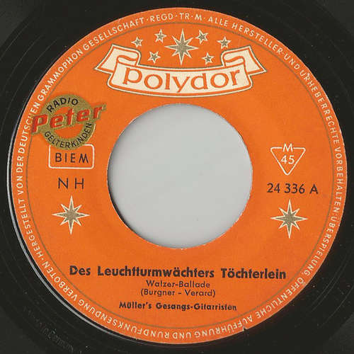 Cover Müller's Gesangs-Gitarristen - Des Leuchtturmwächters-Töchterlein (7, Single) Schallplatten Ankauf