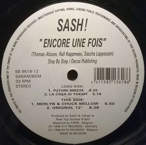 Cover Sash! - Encore Une Fois (12) Schallplatten Ankauf