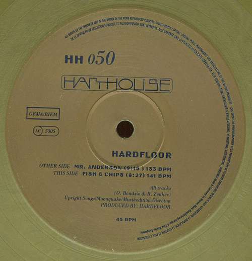 Cover Hardfloor - Mr. Anderson / Fish & Chips (12, Single, Gol) Schallplatten Ankauf