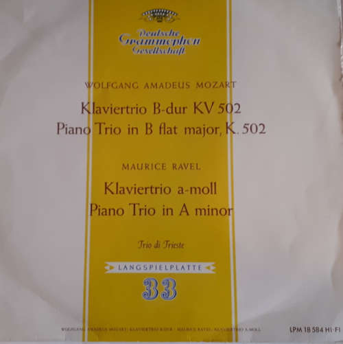 Cover Wolfgang Amadeus Mozart, Maurice Ravel, Trio di Trieste - Klaviertrio B-Dur KV 502 - Klaviertrio A-Moll Trio In A Minor (LP, Album) Schallplatten Ankauf