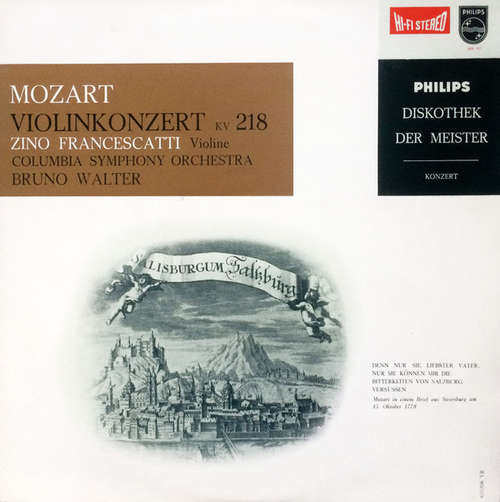Cover Mozart* - Zino Francescatti, Bruno Walter, Columbia Symphony Orchestra - Mozart Violinkonzert KV 218 (10) Schallplatten Ankauf