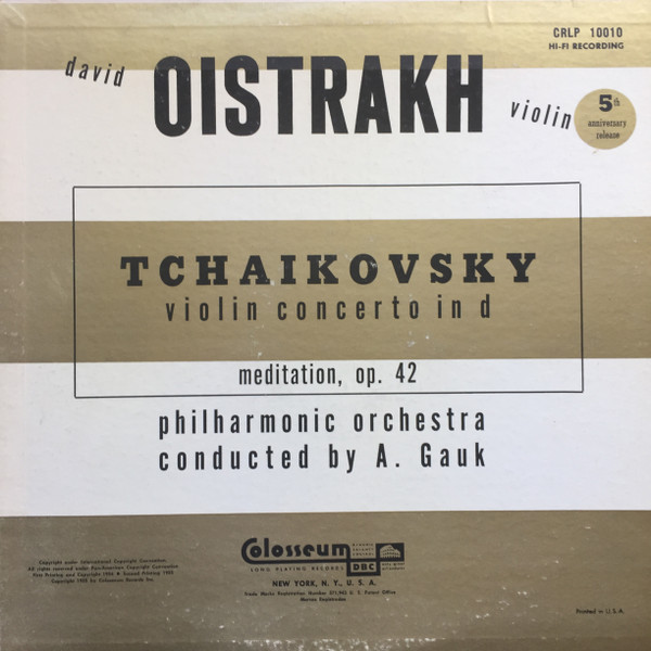 Cover Tchaikovsky* - David Oistrakh*, A. Gauk* - Violin Concerto / Meditation, Op. 42, No. 1 (LP, Album, Mono, Mic) Schallplatten Ankauf