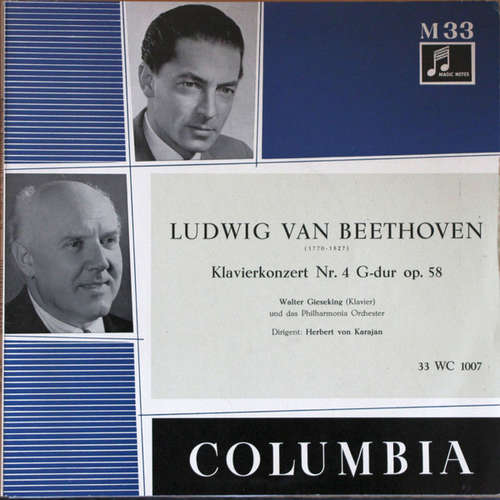 Cover Ludwig van Beethoven - Walter Gieseking (Klavier) Und Das Philharmonia Orchester* ‧ Dirigent: Herbert Von Karajan - Klavierkonzert Nr. 4 G-dur Op. 58 (10, Mono) Schallplatten Ankauf