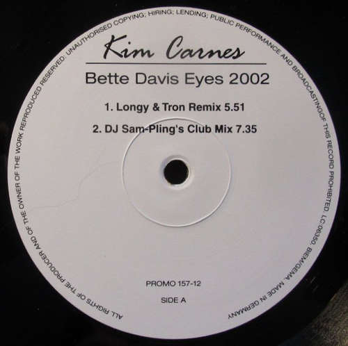 Cover Kim Carnes - Bette Davis Eyes 2002 (12, Promo) Schallplatten Ankauf