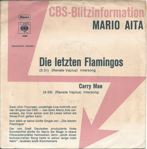 Bild Mario Aita - Die Letzten Flamingos (7, Single, Promo) Schallplatten Ankauf